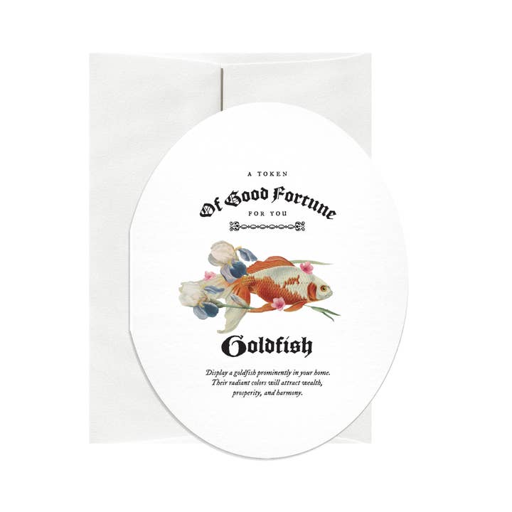 Goldfish Good Fortune Oval Greeting Card for wholesale by Open Sea