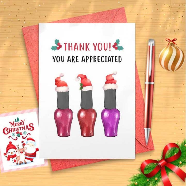 VenusArtsShop - Wholesale Christmas Card - Nail Tech Christmas Card for Manicurist, Christmas Nail