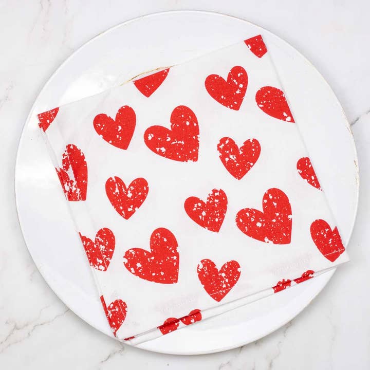 The Royal Standard - Vente Serviettes de table en tissu - Serviette Love Is All You Need blanc/rouge 18 x 180