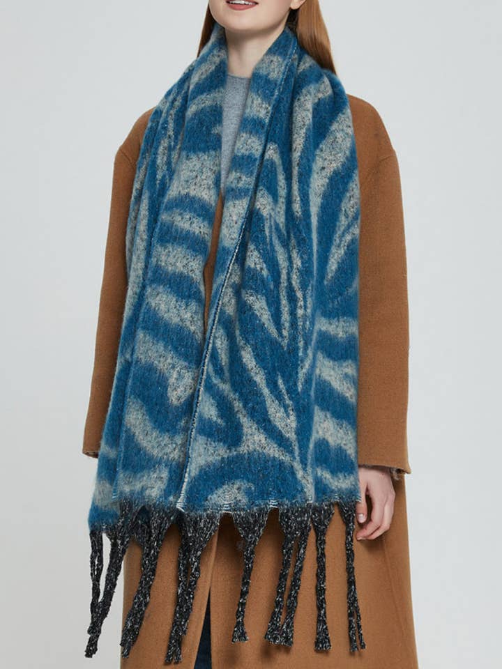 Zebra Print Tassel Scarves DPKS1219 for wholesale by Dipped Shop
