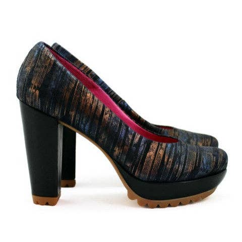 Pate - Blue Bronze stripe- Platform shoe for wholesale by Chanii B