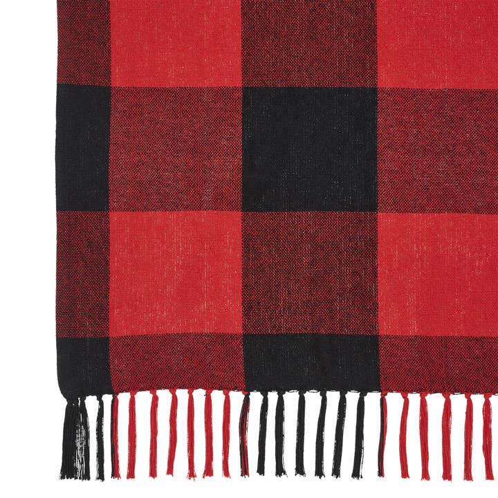 VHC Brands - Wholesale Throw Blanket - Harper Red Black Buffalo Check Woven Throw 50x605