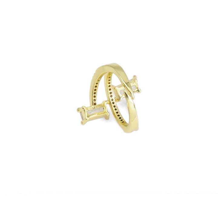 BestBeads&Beyond - Wholesale Multi-Stone Ring - CZ Gold Silver Rectangle CZ Adjustable Ring, Sku#A1462