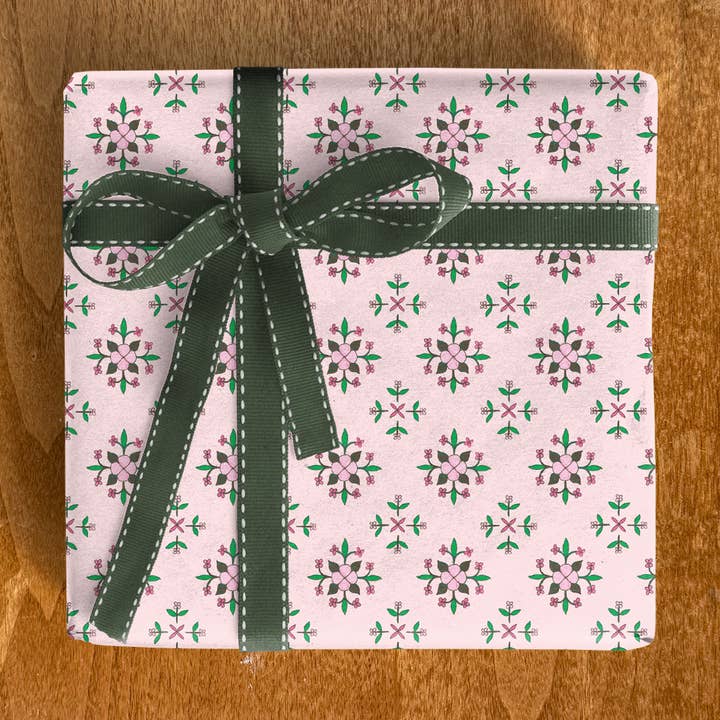 Pink and Green Gift Wrap for wholesale by Natalie Kate
