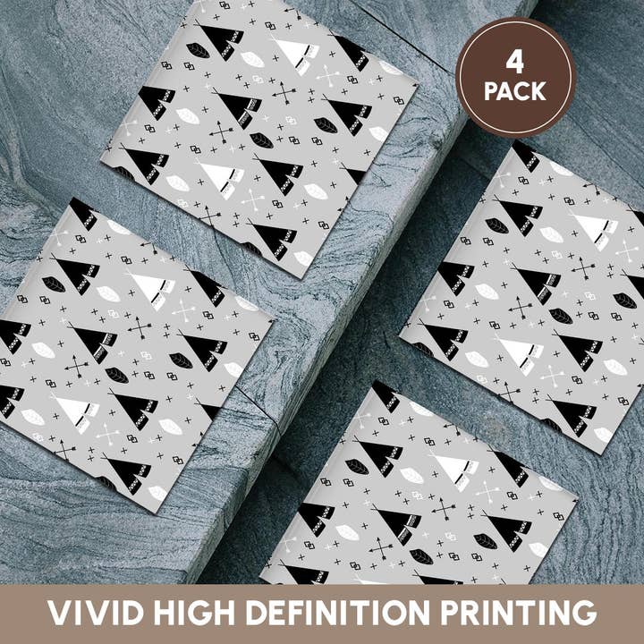 3dRose - Wholesale Coasters - 3dRose, Tribal Teepee Black Gray White, Coaster5