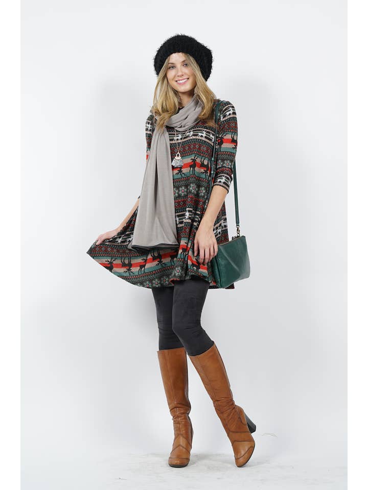 SYBC-oliv-52980 .SI-11536 Plus Print Tunika med två fickor för wholesale på Faire