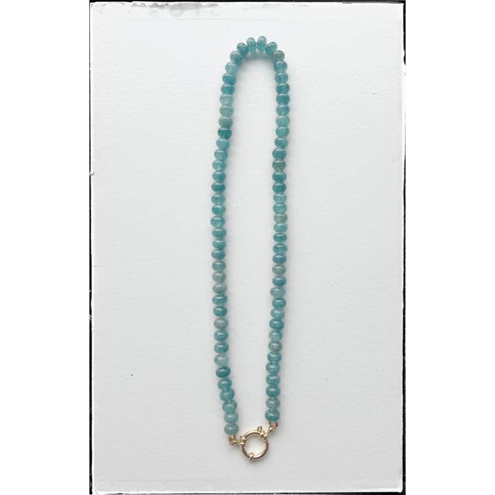 GentrybyJenna - Wholesale Beaded/pearl necklace - Short Jade & Jasper Rondelle Bead Knot Necklace Teal Jade