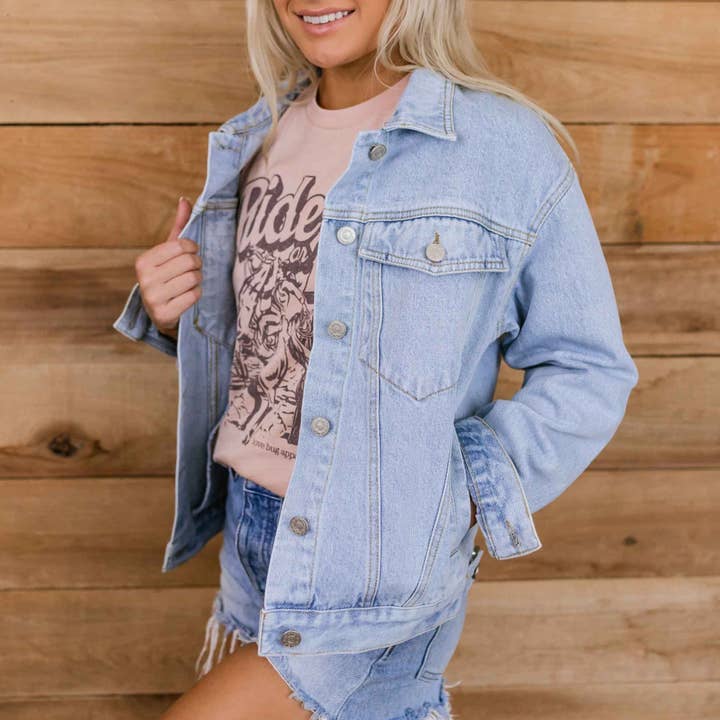 Fancy Like Denim Jacket for wholesale by Love Bug Apparel
