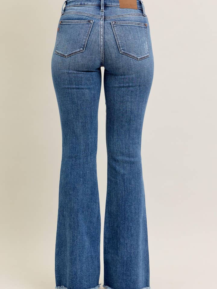 Watermelon Apparel - Wholesale Jeans - Women's - Judy Blue Mid Rise Vintage Fray Hem Flare