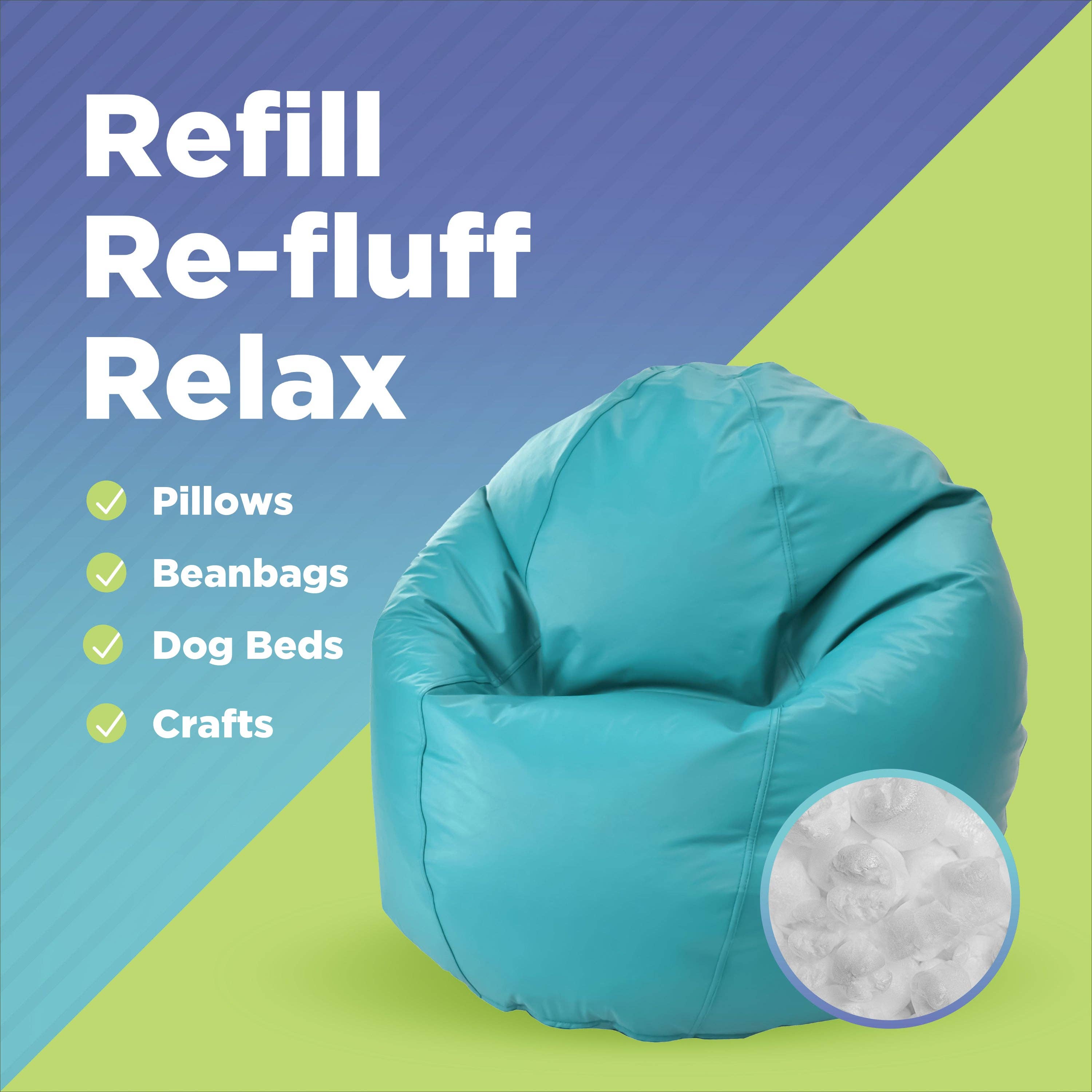 Bean Products - Vente Boîtes de conservation - Remplissage de poufs - Nouveau rembourrage de pouf recyclé non toxique5