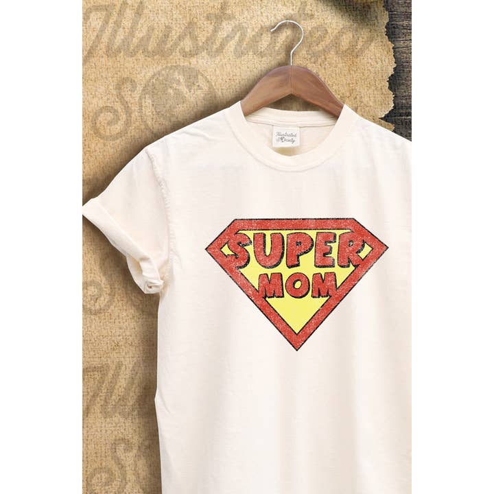 SUPER MOM VINTAGE GRAPHIC TEE for wholesale by Illustrated Society