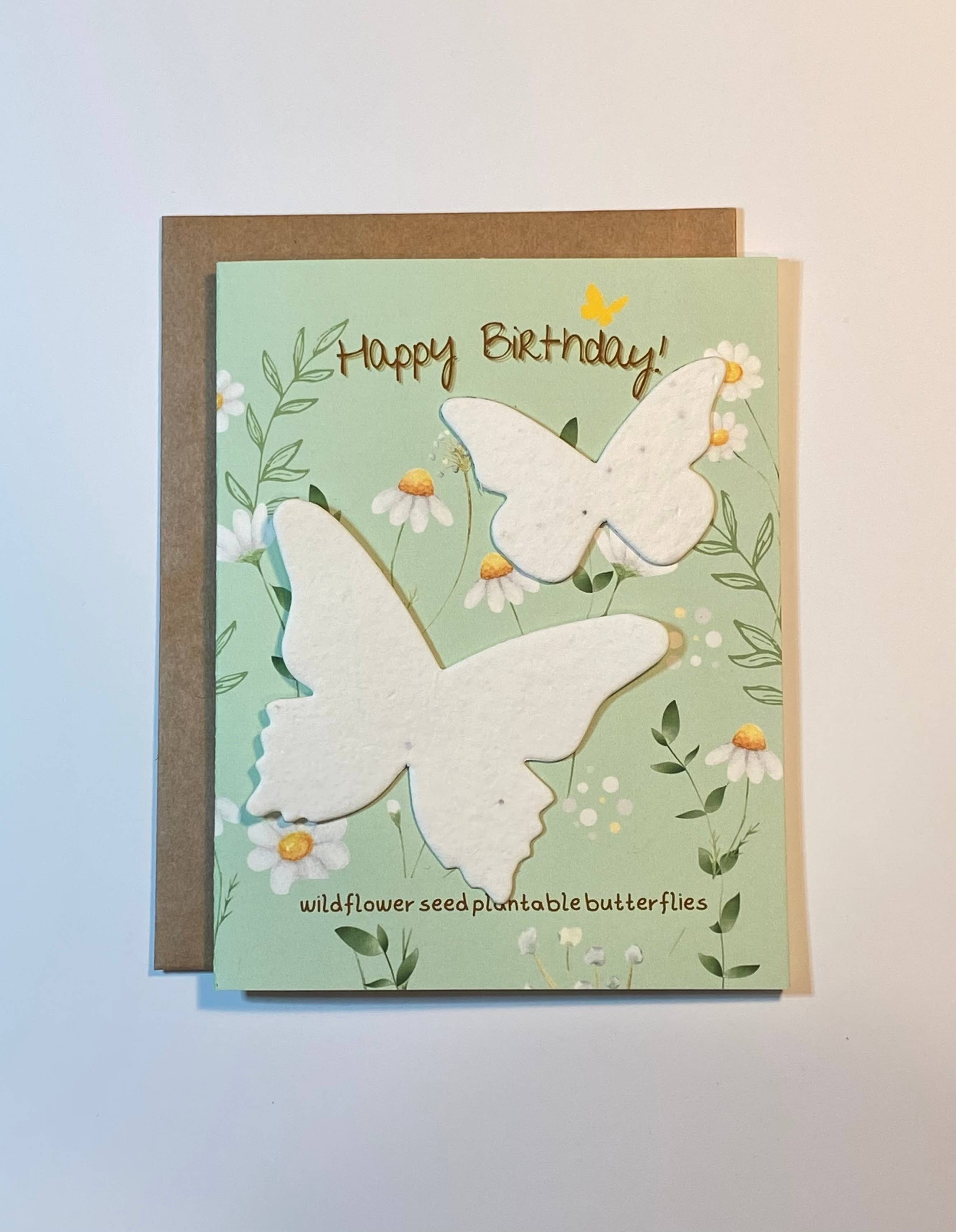 The Raven’s Edge Studio - Wholesale Verjaardagskaartje - Plantbare Vlinder Verjaardagskaart: Wildebloem Zaadpapier0