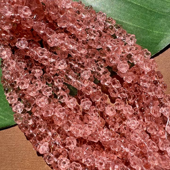 Bead Goes On - Wholesale Sewing button/snap - Vintage Pink Flower Shank Glass Buttons3