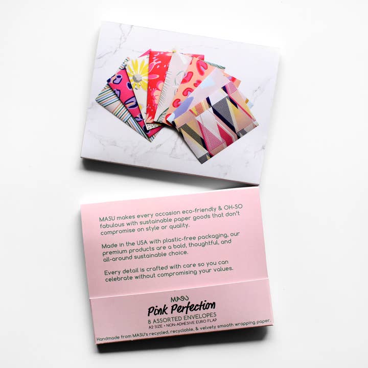 MASU - Wholesale Envelopes - Color Pink Handmade Eco-Friendly Envelopes - Set of 82