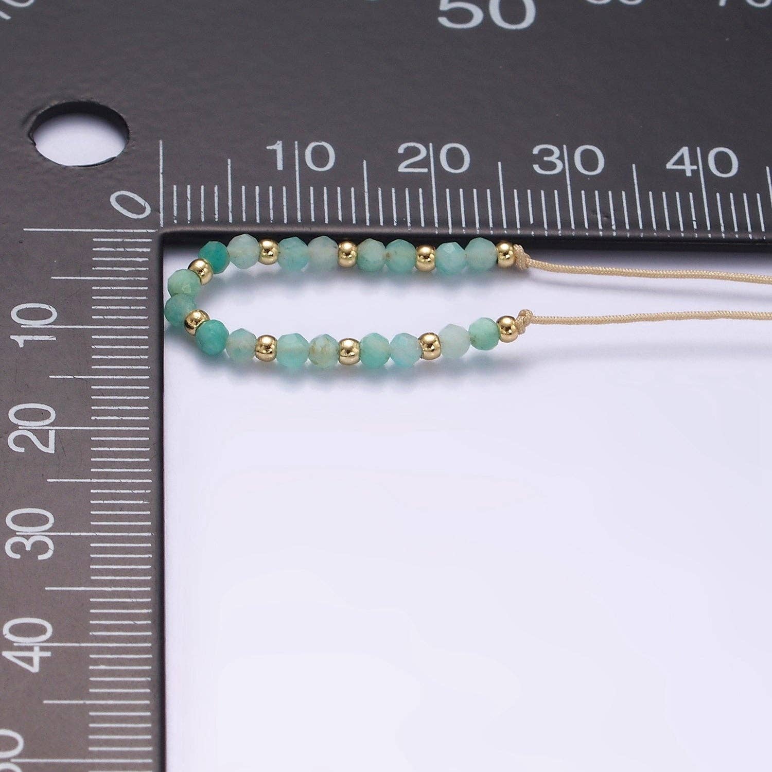 Aim Eternal - Vente Bracelet de perles - Bracelet coulissant minimaliste en corde de coton crème multifacettes turquoise or | WA-2196 - WA-2198 Prix de liquidation4