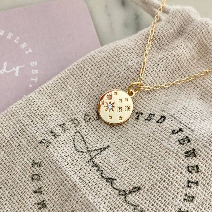 Amady Jewelry - Wholesale Pendant/Charm Necklace - Coin Medallion zircon 18k gold filled Necklace waterproof