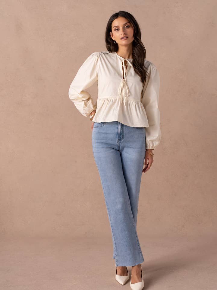 Jean wide leg effiloché pour la vente par Vivid