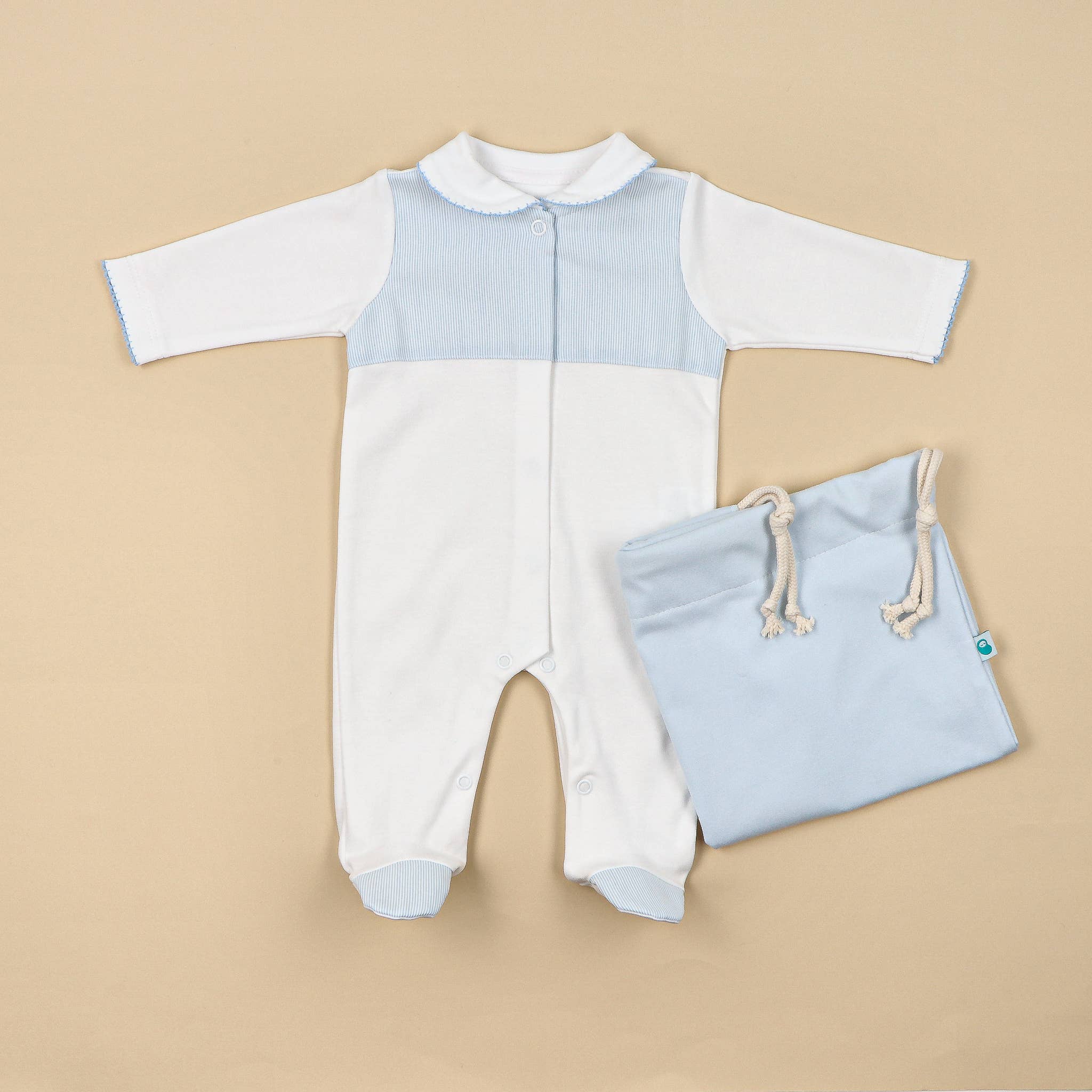 Bean Baby Clothes – wholesale Jumpsuit – Baby – Cotton BabyGrow with Striped Collar, Chest, and Feet11
