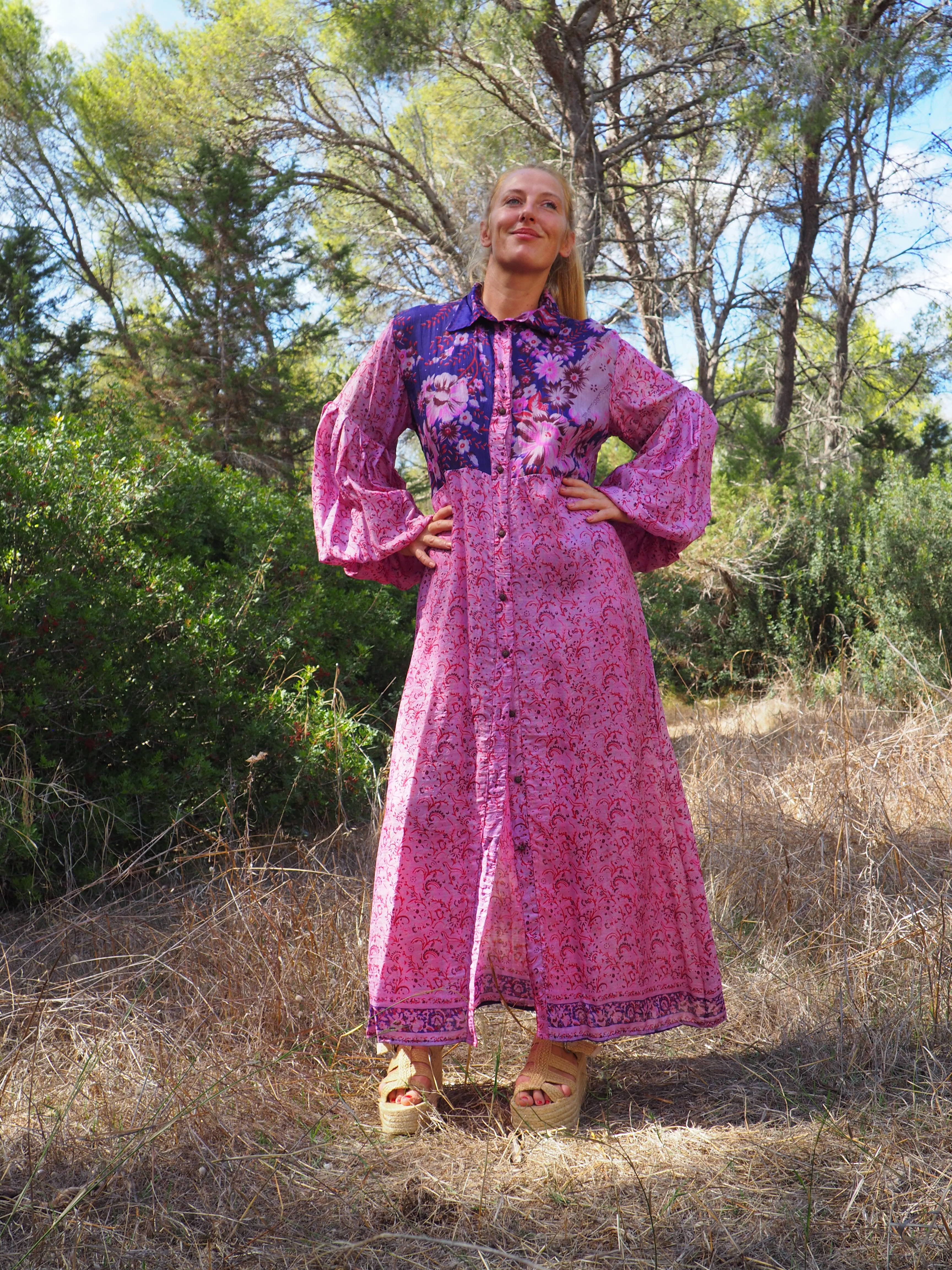Vagabond Ibiza - Wholesale Dress - Women's - The Lenya Dress– Up-cycled Vintage Sari Dress 13