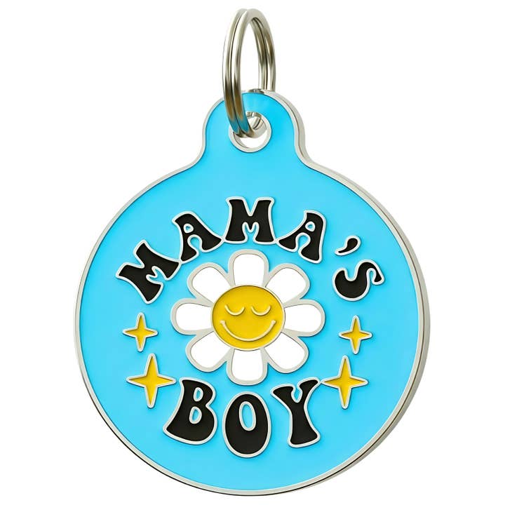 Placa de esmalte para perro con identificación digital de mascota - Niño de mamá *Azul para venta al por mayor de Bad Tags