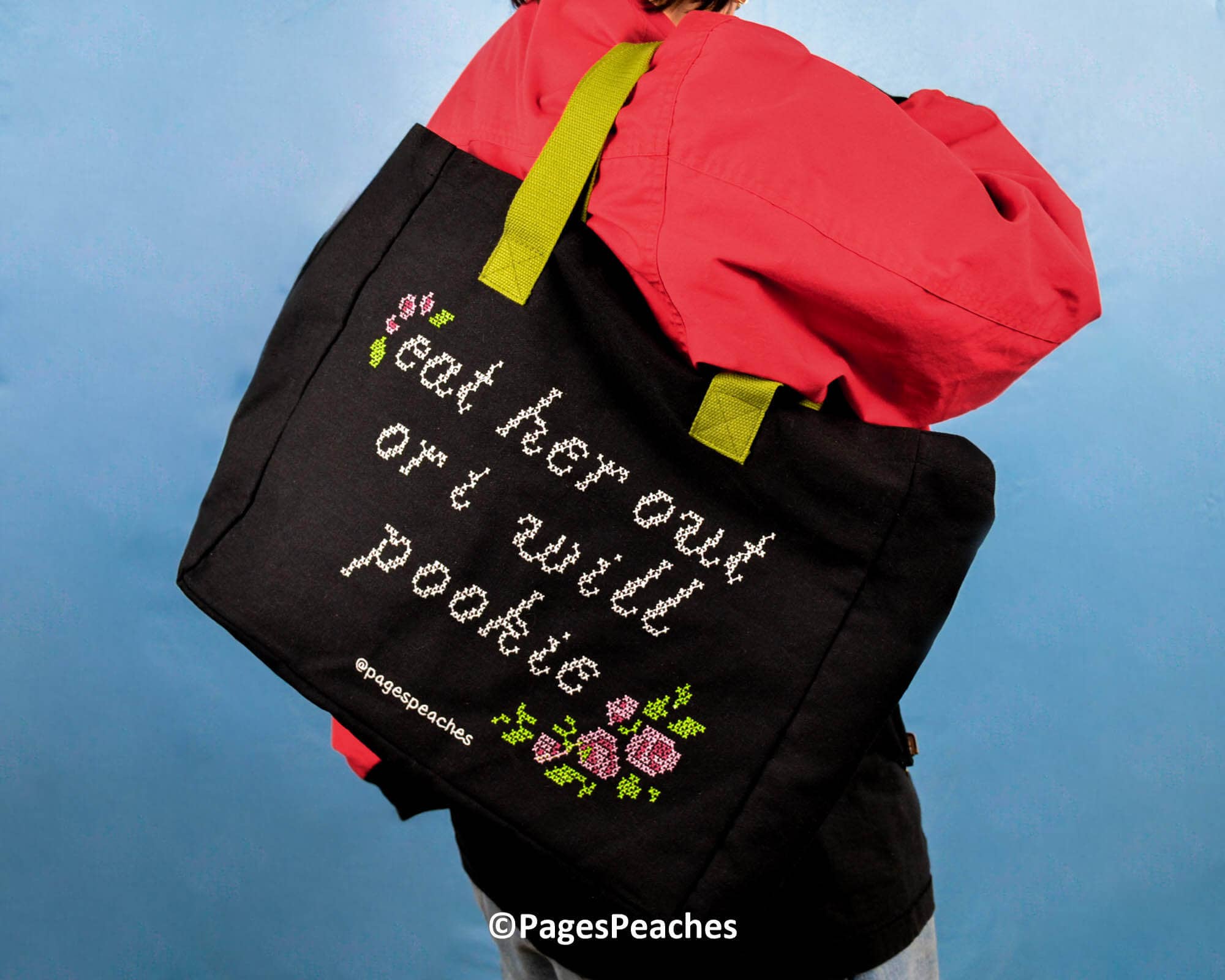 Page's Peaches - Wholesale Tote Bag - Unisex - Eat Her Out Tote Bag - Laptop and -Bottle Pocket4