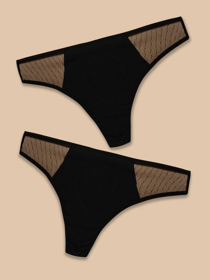 Black 2 Olivia cotton menstrual thongs for wholesale on Faire2