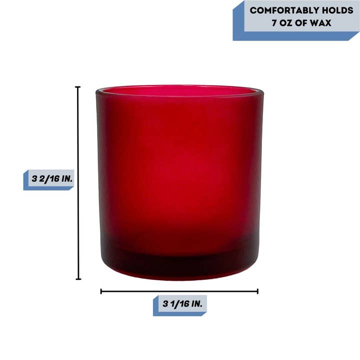 General Wax - Candle Making Supplies - Wholesale Candle Holder - 9.5 oz Monticiano Frosted Ruby - Candle Making Glass1
