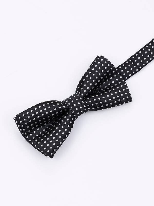Black Bow Tie No. 2 with Polka Dots for Children in Polyester "Louis" for wholesale by Unipap's