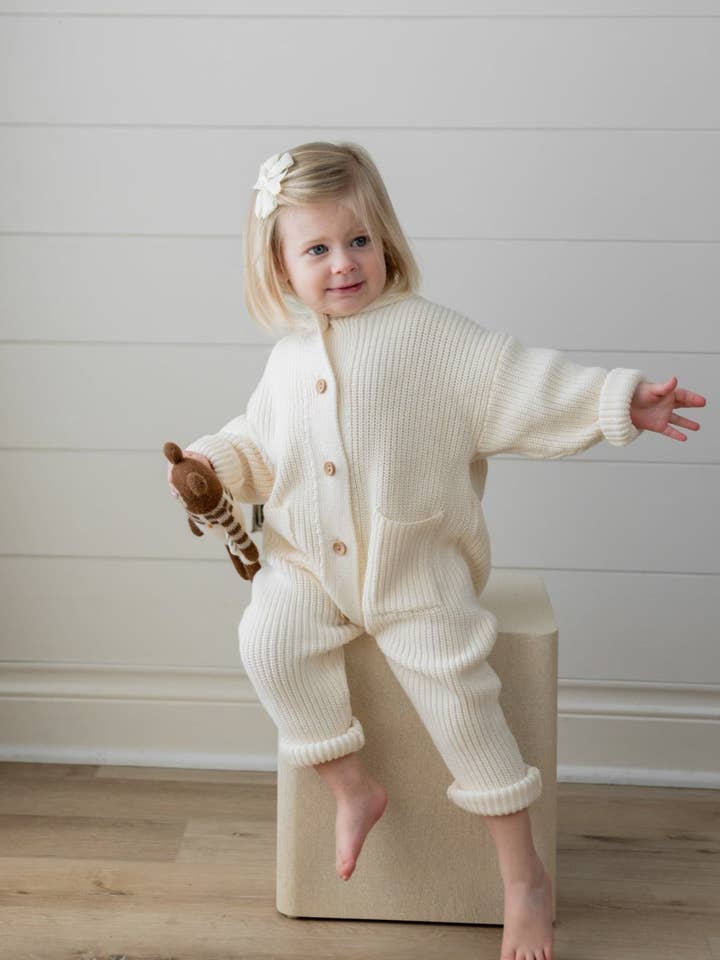 Yooushi - Wholesale Jumpsuit - Baby - Cloud Cream Hooded Knit Playsuit5