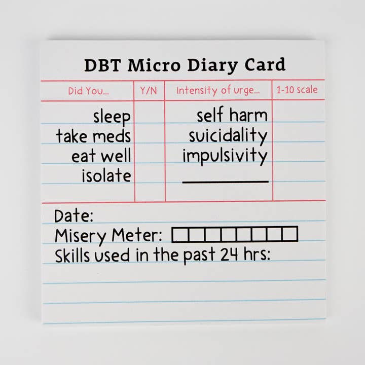 Lindsay Braman Studios - Wholesale Sticky Notes - Mini DBT Diary Card | Sticky Note Version3