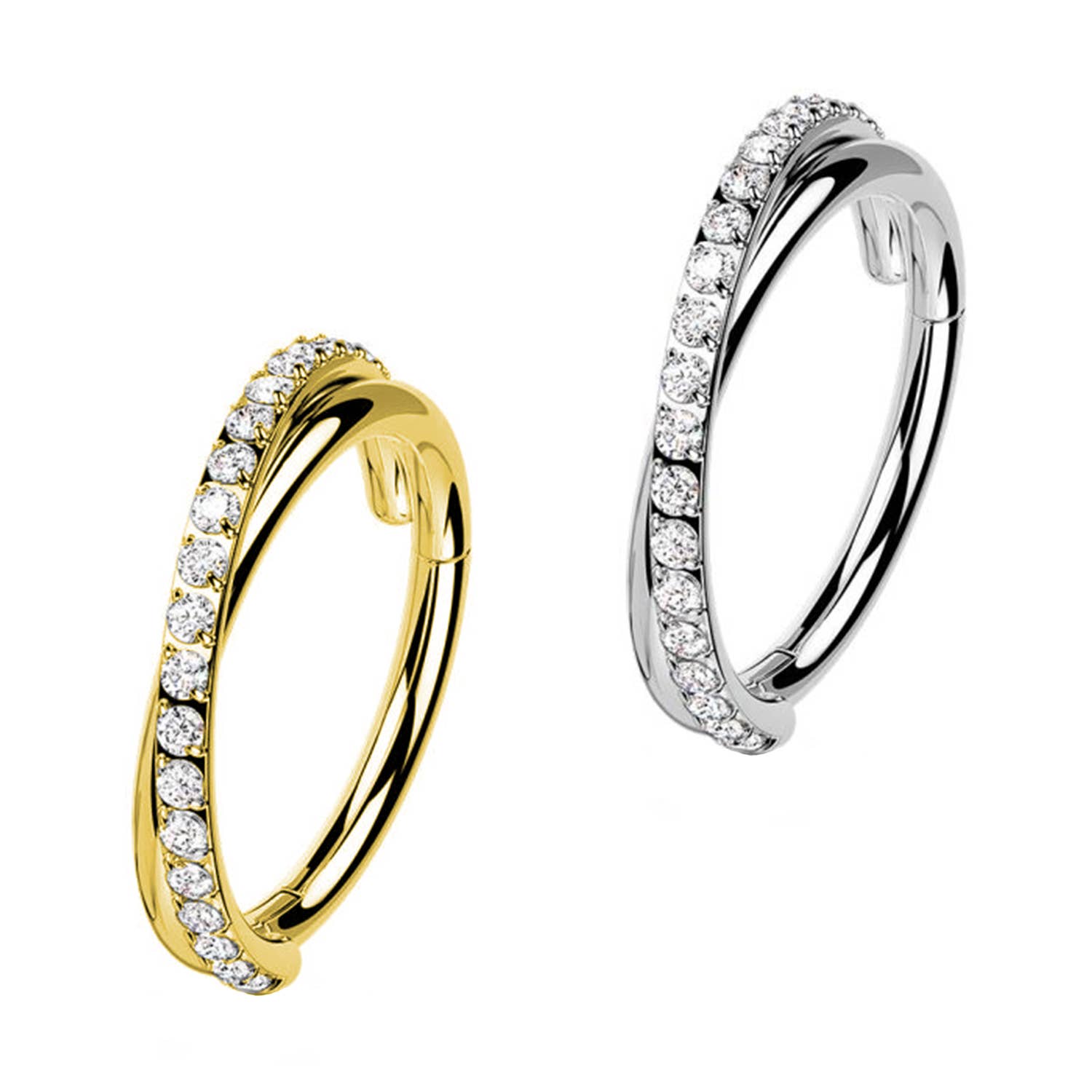 Awaken - Wholesale Single Earring - Crystal Cross Circle Piercing - PY-1021