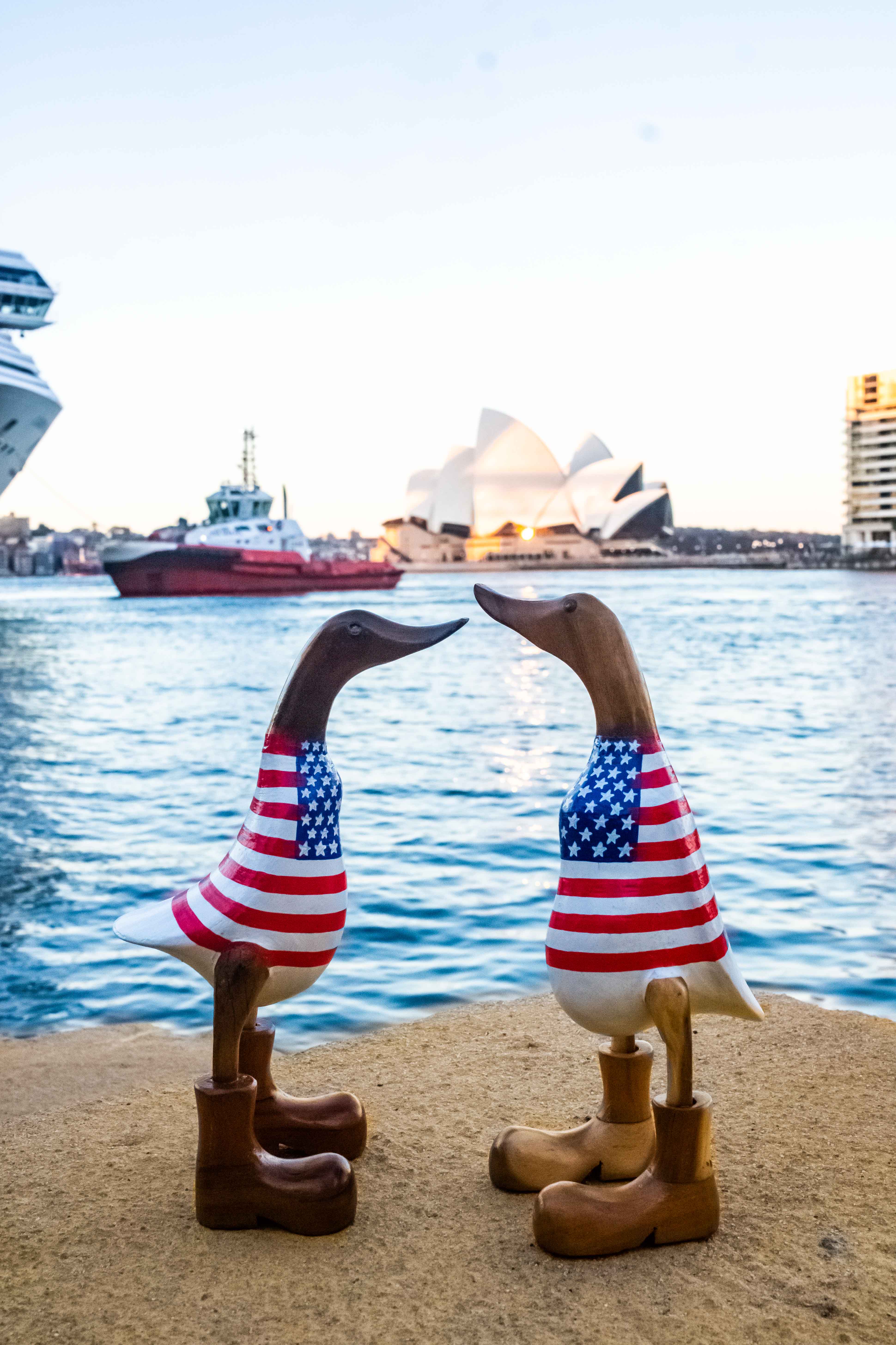 woodbubblebali - Wholesale Decorative Figurine - Canard courant drapeau américain4