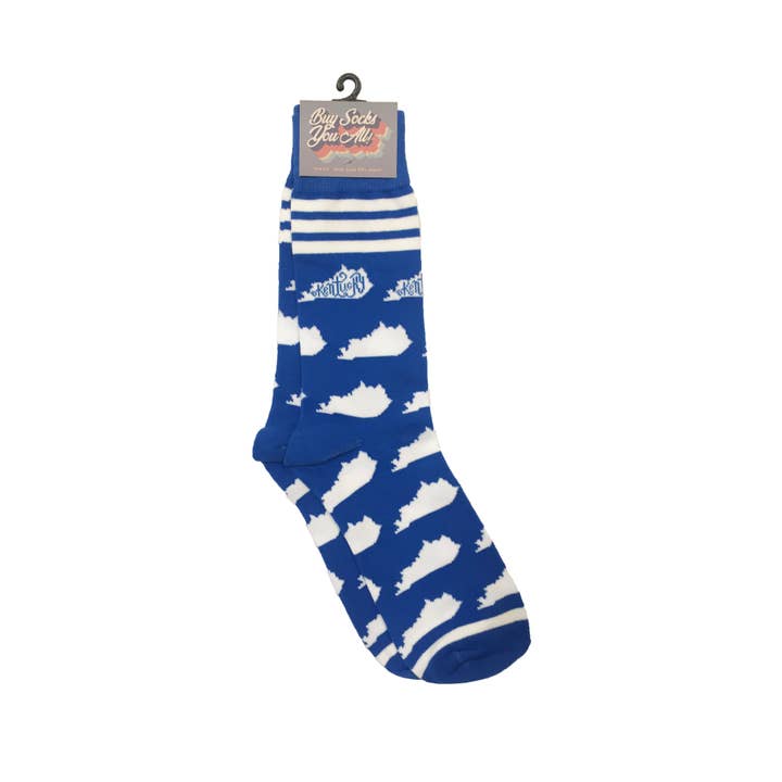 Buy Socks You All - Wholesale Socks - Men's - Kentucky Shapes in Blue and White - Men's Socks5
