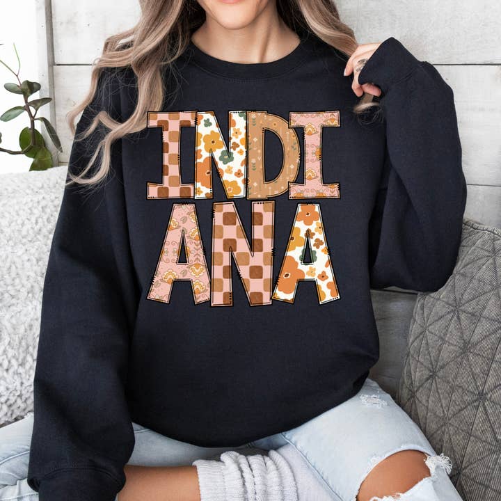Enid and Elle - Wholesale Graphic Sweatshirt - Women's - Indiana Fall boho Sweatshirt