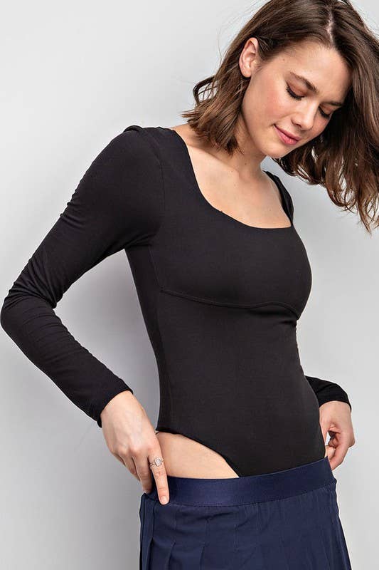 Sunday Morning - Wholesale Bodysuit - Women's - T759837 Long Sleeve Square Neckline Yoga BodySuit0