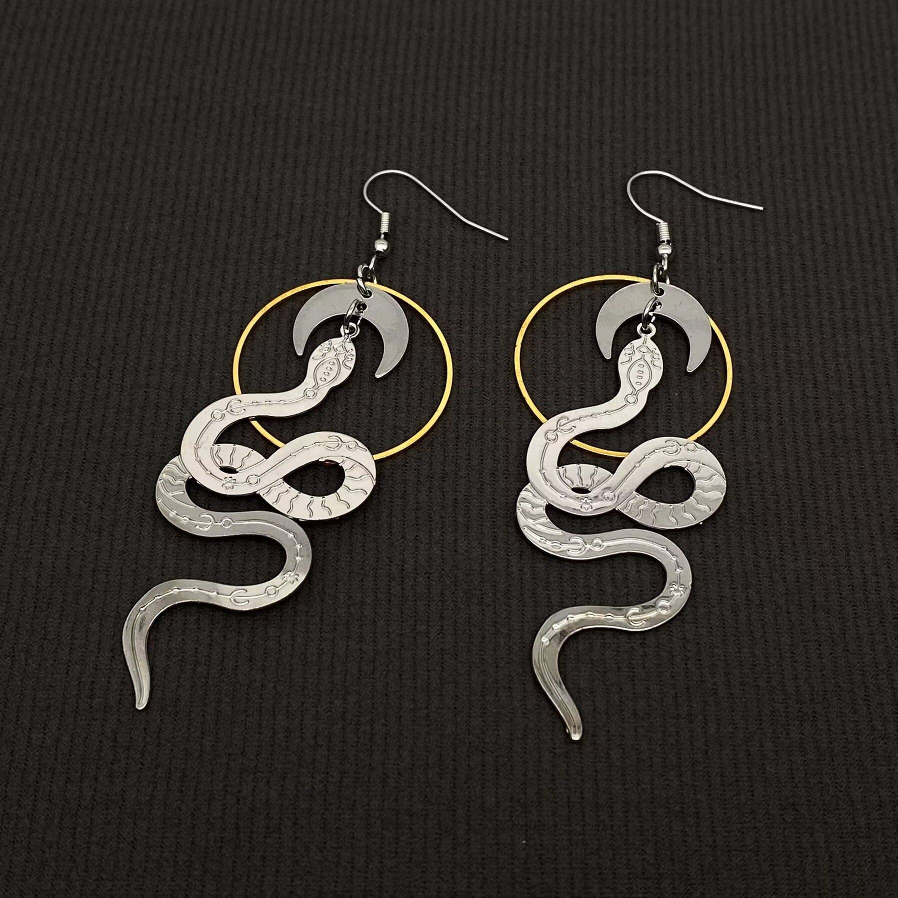 Mio Queena – Brincos de argola por atacado – Brincos Pendurados de Cobra Bicolor0