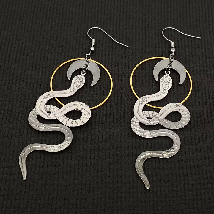 Mio Queena – Brincos de argola por atacado – Brincos Pendurados de Cobra Bicolor0
