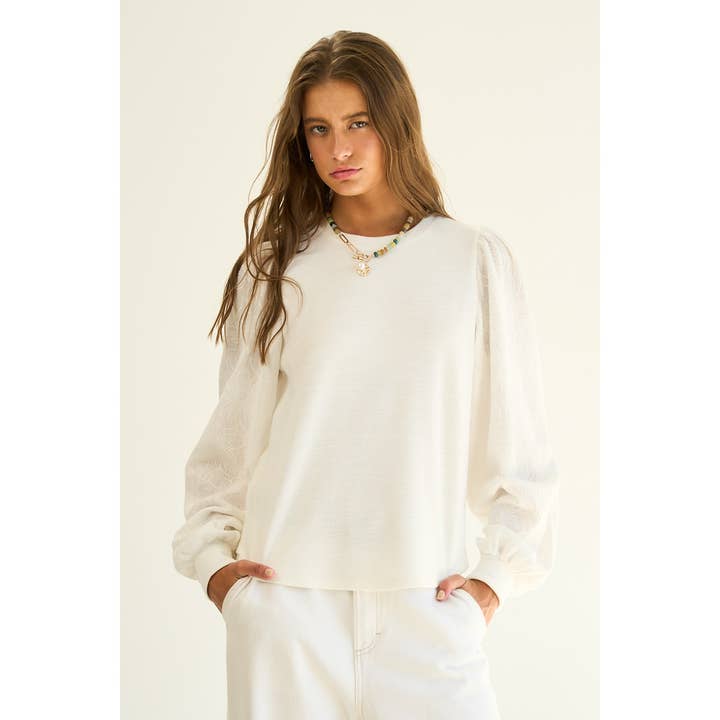 The GREii - Vente Haut en maille – femme - Sweat-shirt à manches brodées florales0