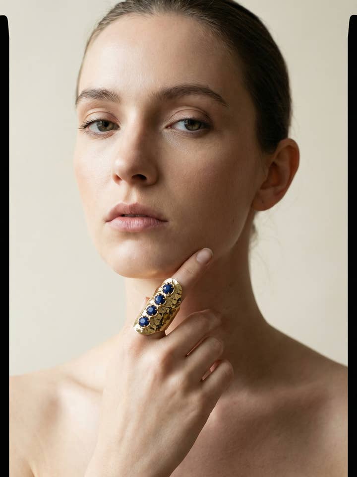 Chunky Ring with Real Stones | 18k Gold Plated for wholesale by PHOEBE´S