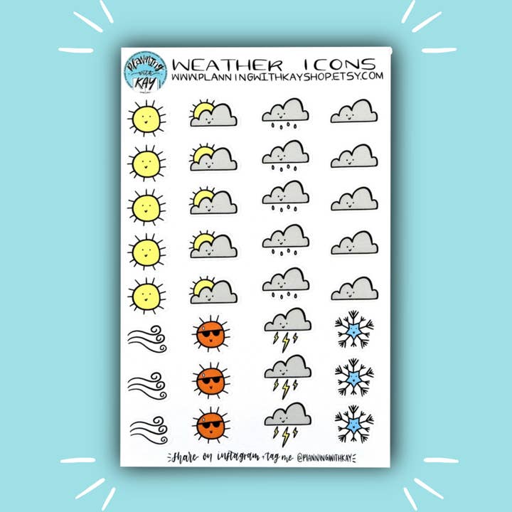 Icone meteo semplici per la vendita all'ingrosso da parte di Planning With Kay