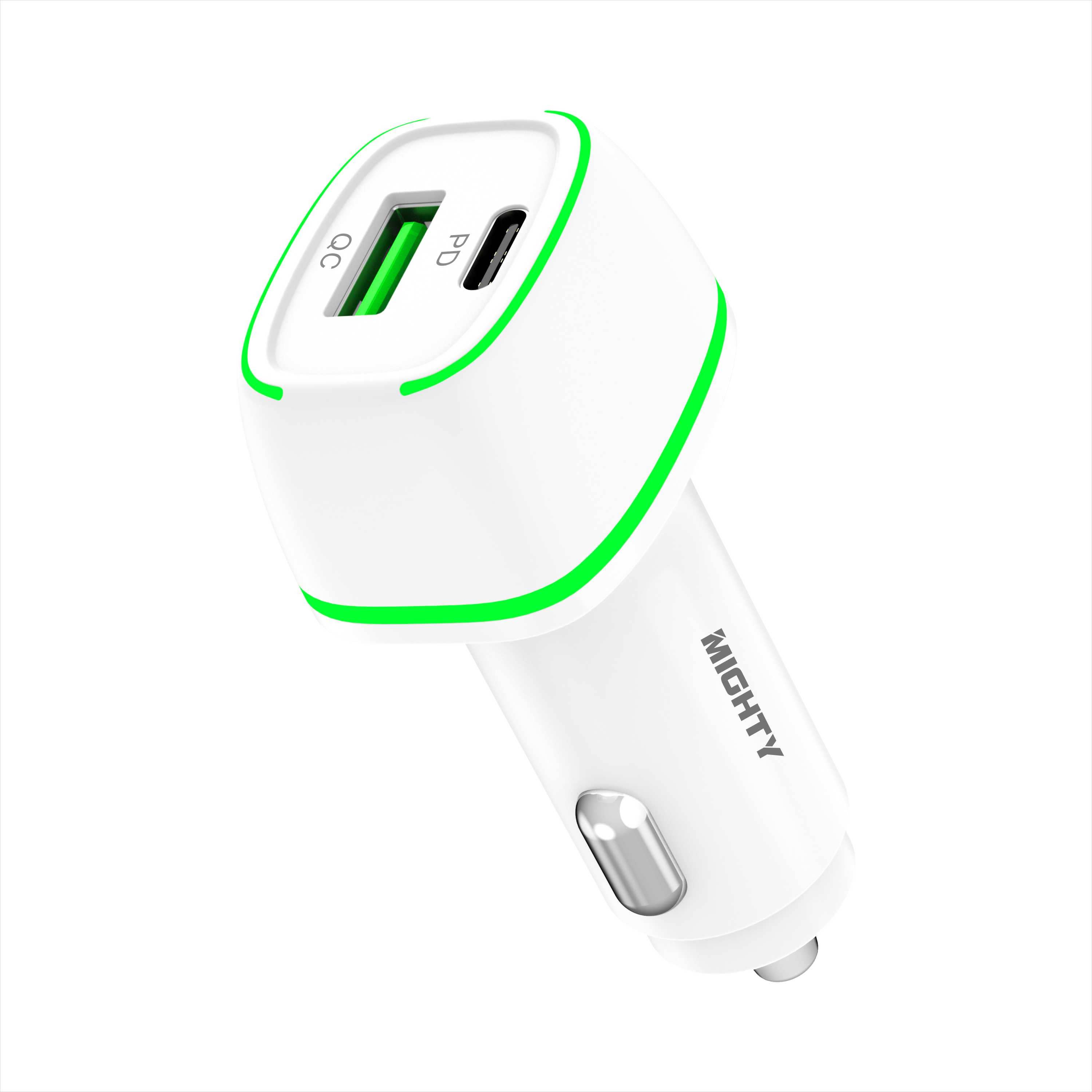Mighty Wireless - Wholesale Portable Charger - Mighty Fast 36W PD Car Charger with USB Port White MK31 2