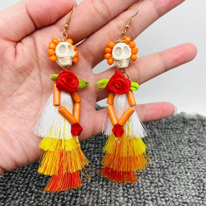 Wild & Free - Wholesale Dangle Earrings - Human skeleton earrings inspired by Mexico and Santa Muerte