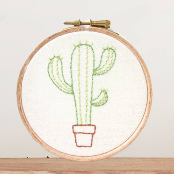 Cactus hand embroidery wall hanging for wholesale by Bailey Whin