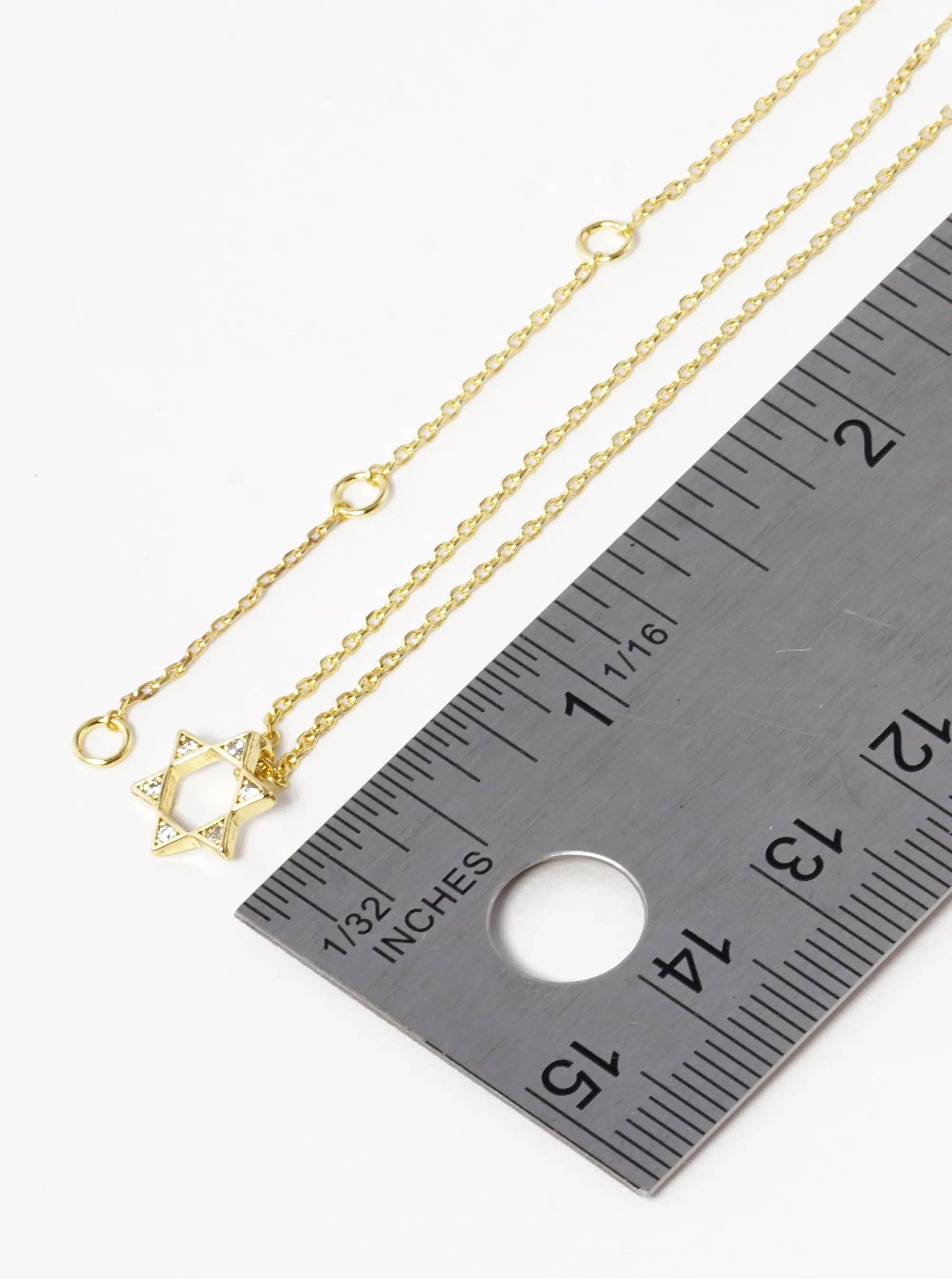 Wild Honey - Wholesale Pendant/Charm Necklace - 18K Gold Dipped Cz Pave Star Of David Pendant Necklace2