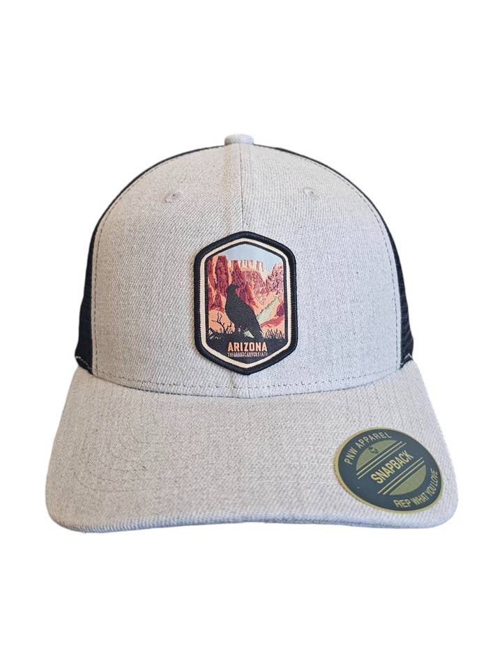 Grand Canyon Snapback - Boné Trucker Desert Raven por atacado de PNW Apparel