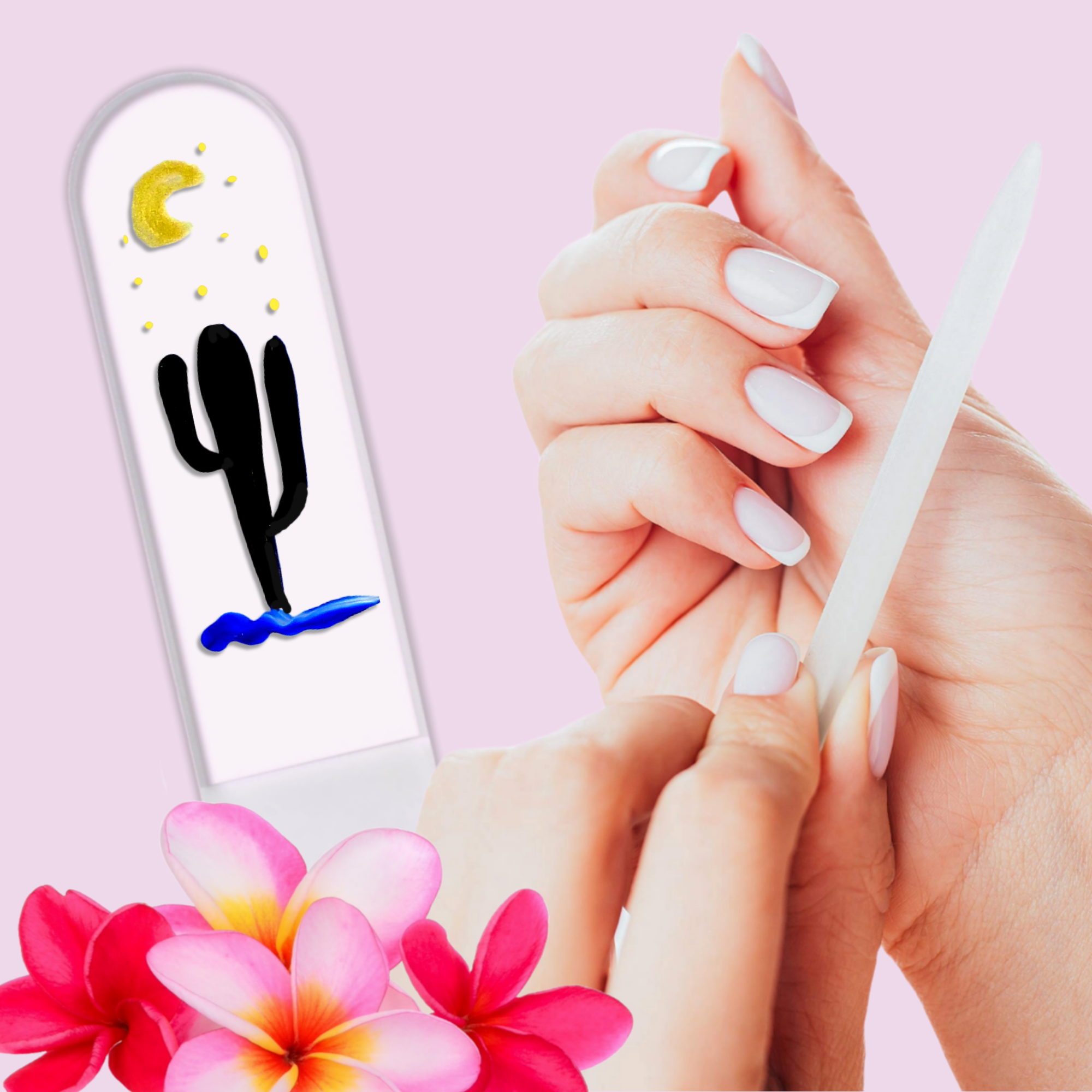 Classy Nail Files - Wholesale Nail File - Night Cactus Southwest Desert Hand Painted Crystal Nail File5