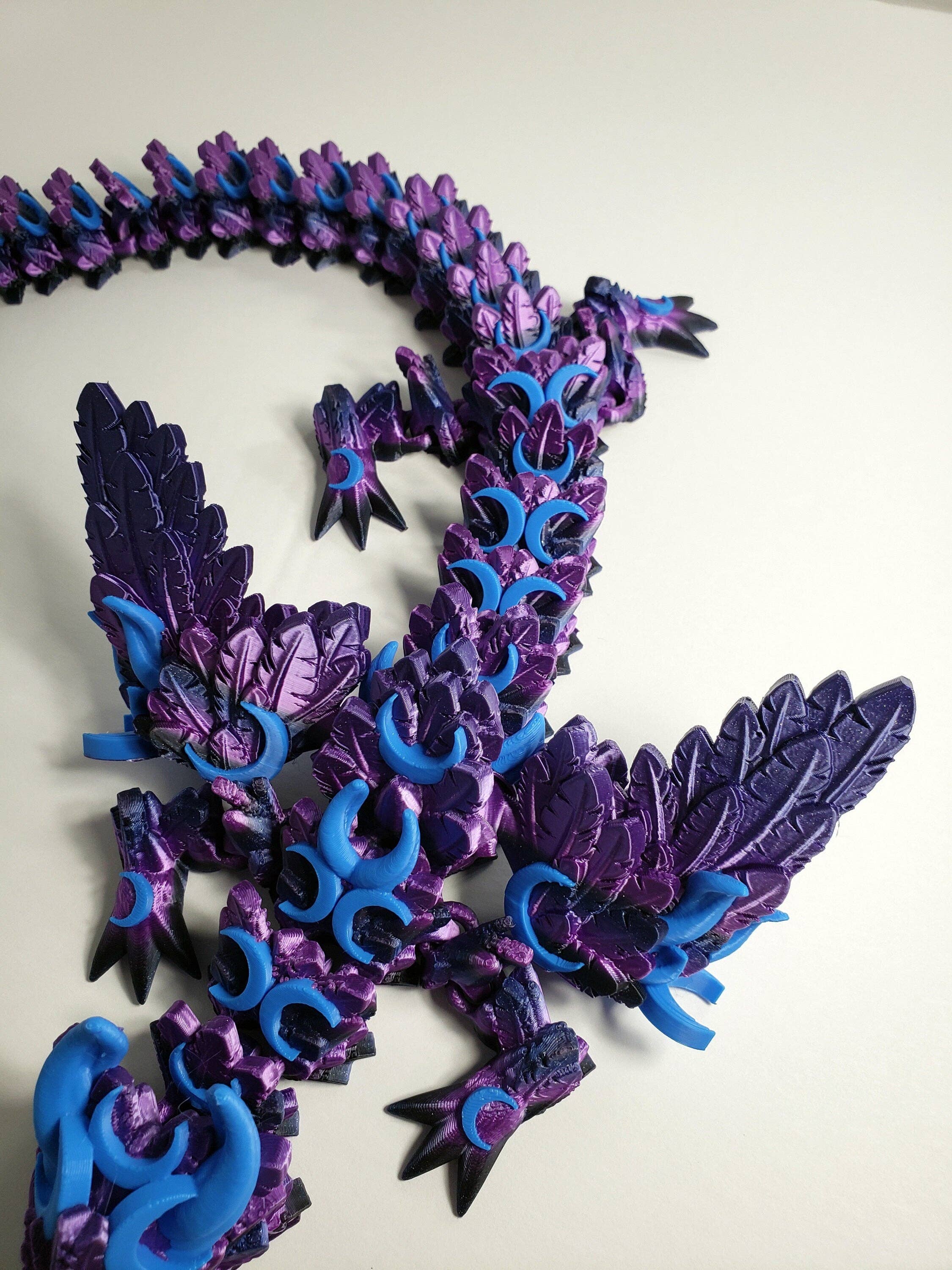 The Geek Galleria - Wholesale Fidget Toy - Kids - Articulated Lunar Dragon - With and Without Wings - Unique Gift2