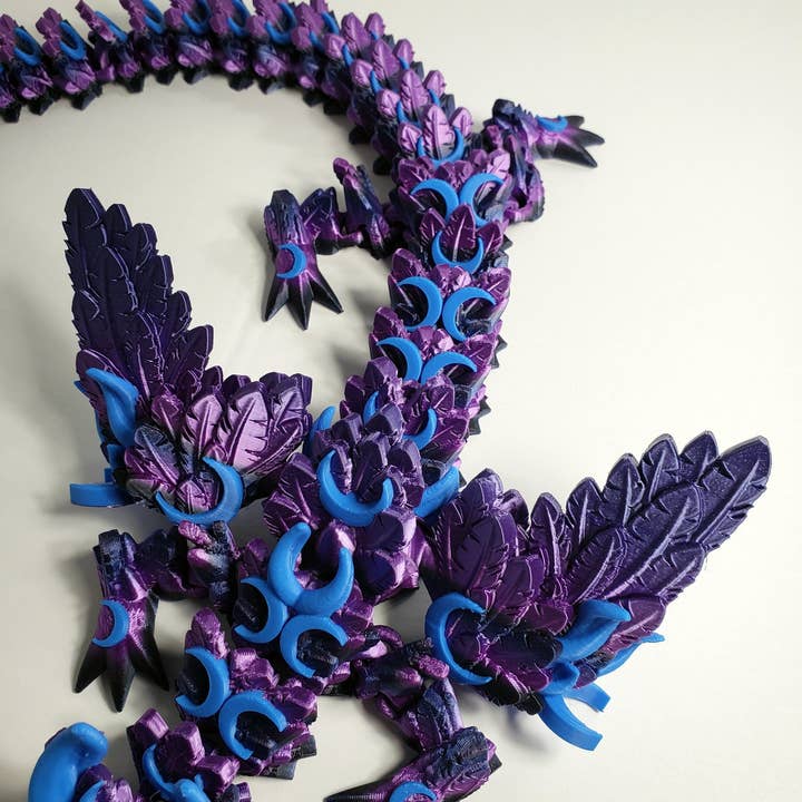 The Geek Galleria - Wholesale Fidget Toy - Kids - Articulated Lunar Dragon - With and Without Wings - Unique Gift2