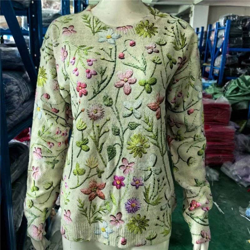 UZ Wholesale Store - Vente Pull en maille – femme - Pull imprimé à manches longues et surdimensionné2