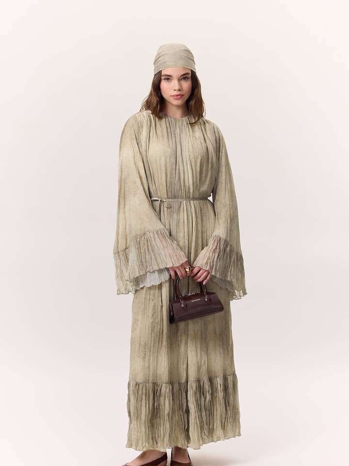 Vestido Escalonado Aplastado con Estampado Rubí para venta al por mayor de MANUKA